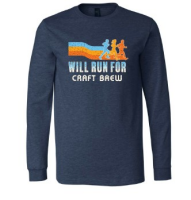 View a larger image of Will Run for Craft Brew Long Sleeve Tee - Heather Navy