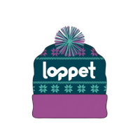 View a larger image of Loppet Pom Beanie - Teal Snowflakes
