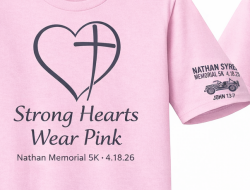 View a larger image of Youth Shirt: Nathan 5k 2026: Big Hearts Wear Pink
