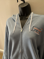 View a larger image of Misty blue full zip hoodie with embroidered logo
