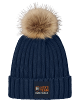 View a larger image of Embroidered Faux Fur Pom Beanie