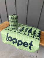 View a larger image of Loppet Custom Stuff Sack Puffy Blanket- Trees