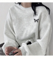 View a larger image of Butterfly Baskets Cozy Crewneck Sweatshirt – Light Gray