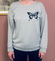View a larger image of Butterfly Baskets Cozy Crewneck Sweatshirt – Light Gray