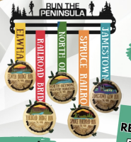 View a larger image of CLEARANCE - 2025 Run the Peninsula Virtual Race - 5 Races - 5 Medals and Wooden Hanger