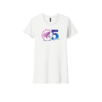 View a larger image of WHITE Ladies CVC T-Shirt T Shirt with 5 year logo
