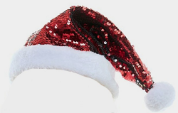 View a larger image of Red and Silver Flip Sequin Santa Hat