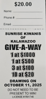 View a larger image of Sunrise Kiwanis Raffle Ticket