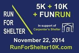 Run for Shelter - 10k, 5, 1 Mile Fun Run
