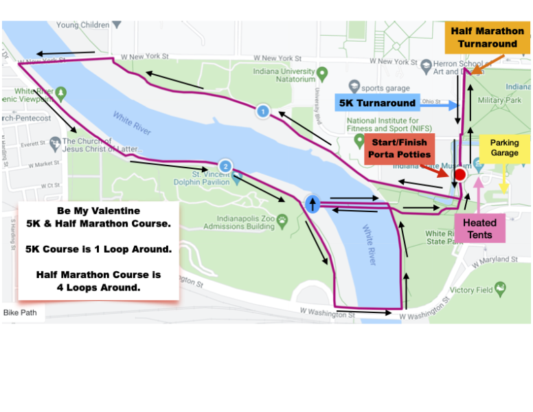 5k Walk From My Location Be My Valentine Half Marathon & 5K Run/Walk: Course Map