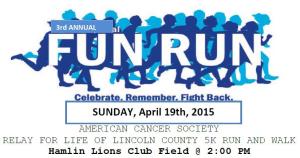 3rd Annual RELAY FOR LIFE OF LINCOLN COUNTY 5K RUN AND WALK