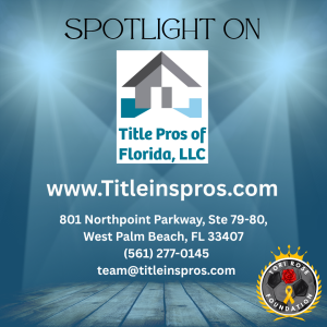VICTORIA'S WARRIORS SPONSOR SPOTLIGHT Logo for Title Pros of Florida, LLC