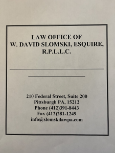 Sponsor Logo for Law Offices of W. David Slomski, Esq. RPLLC