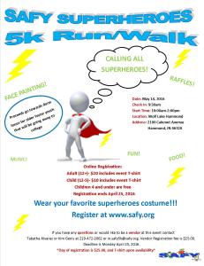 SAFY Superhero 5k run/walk 