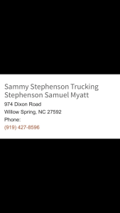 Sponsor Logo for Sammy Stephenson trucking