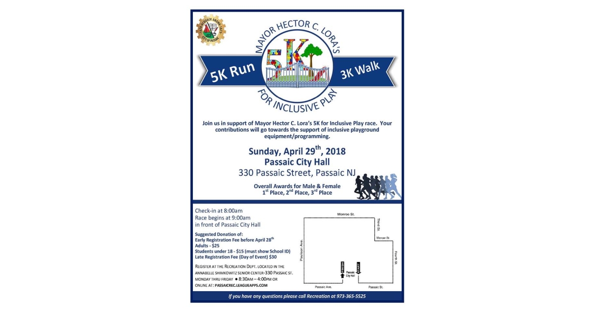 PASSAIC MAYOR HECTOR C. LORA 5K FOR INCLUSIVE PLAY