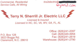 Sponsor Logo for Terry N Sherrill Jr. Electric Company