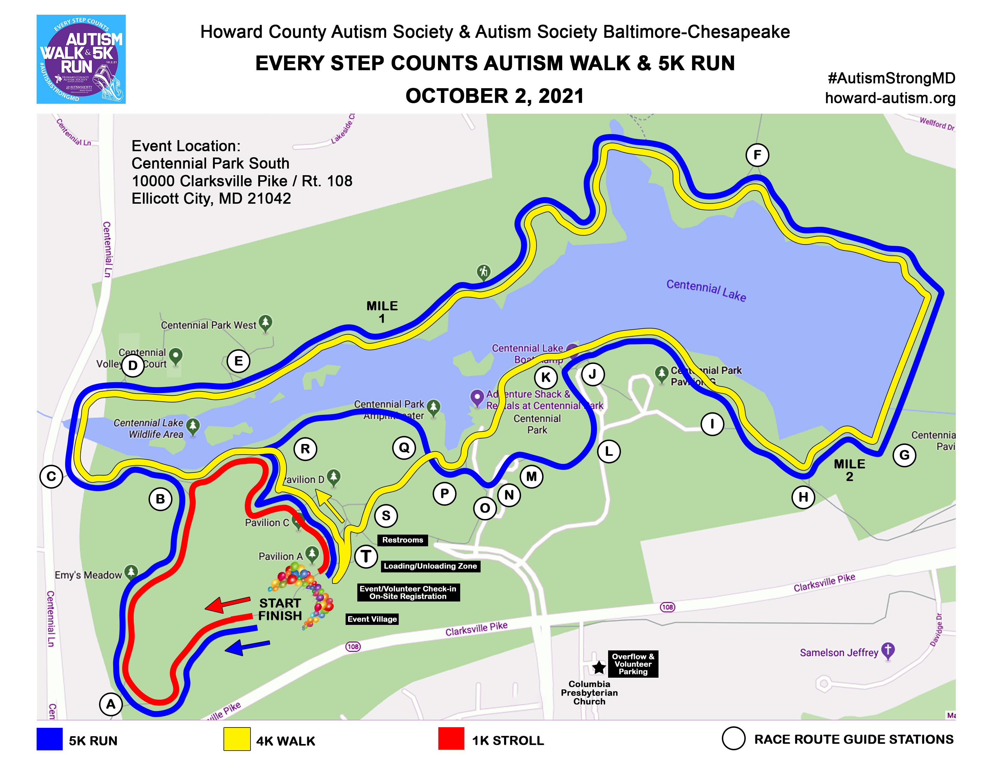 Centennial Park Md Map Every Step Counts Autism Walk & 5K Run: Course Map