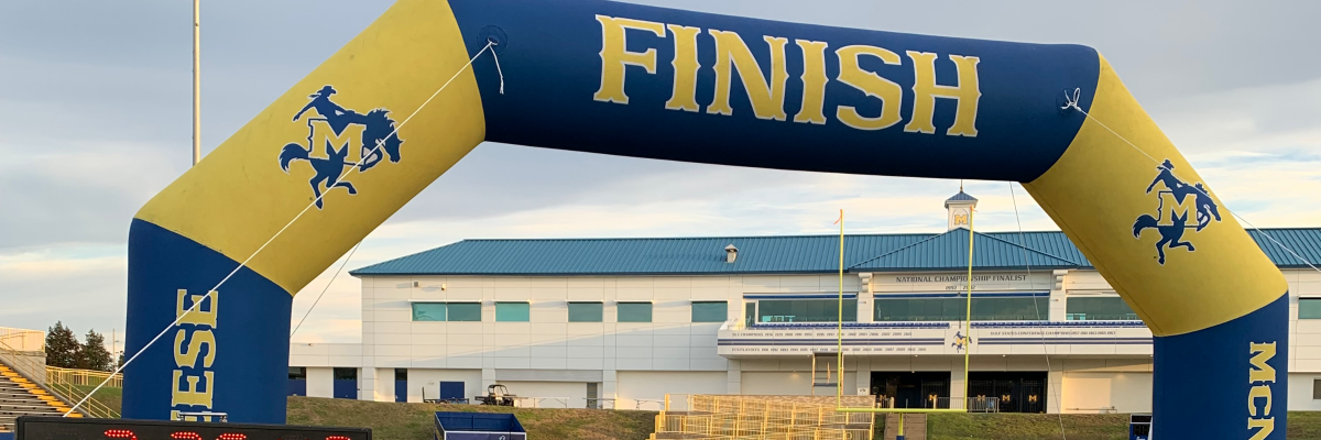The McNeese Cowboy Club 5k Gallop & Kids 1K Round Up Fun Run Presented by the STREAM FAMILY banner