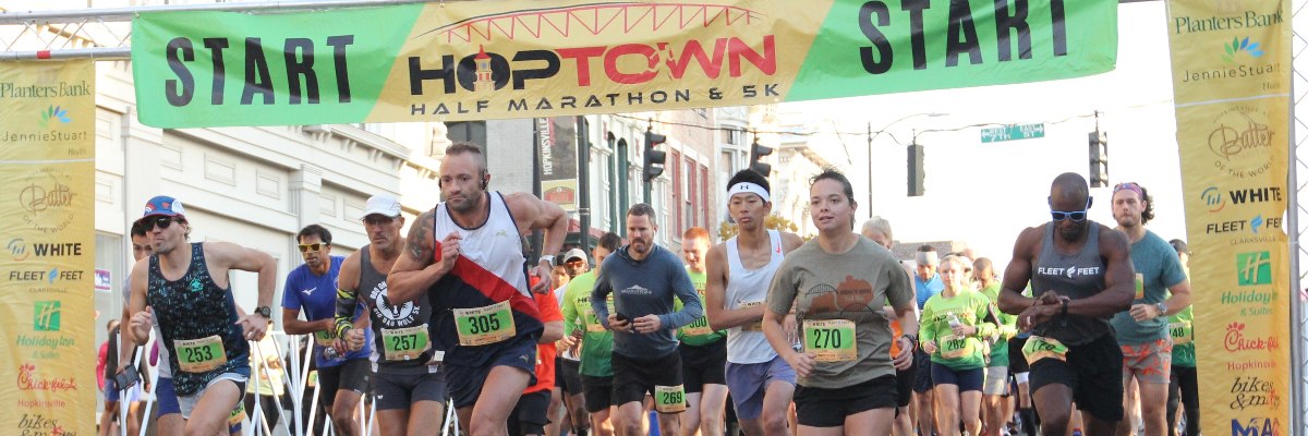 Hoptown Half Marathon and 5K banner