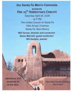 Santa Fe Men's Camerata 25th Anniversary Concert Donation Logo