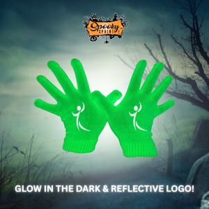 Spooky Glow in the Dark Gloves & Reflective Logo