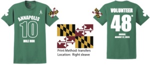 Annapolis 10 Mile Run volunteer shirt - 2023