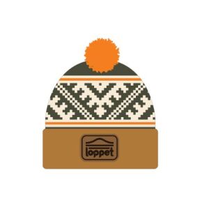 Loppet Beanie- Orange Pom + Patch