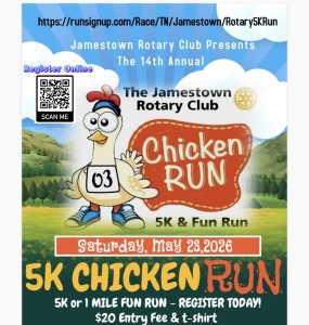 2026 Jamestown Rotary 5K Chicken Run & 1 Mile Fun Run logo