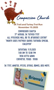 Compassion Church 5K Trail and Turkey Trot Run. logo