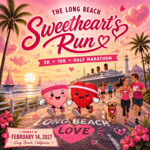 The Long Beach Sweetheart's Run  - Valentine's 5K, 10K, & Half Marathon by Califlow Runs logo