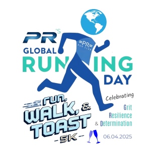PR’s Global Running Day: Run, Walk & Toast 5k logo