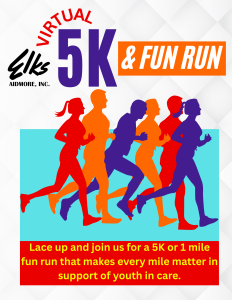 Elks Aidmore Inc. Virtual 5K and 1 Mile Fun Run logo