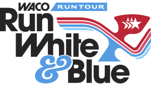 Waco Run Tour - RUN, White, & Blue logo