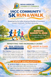 "5K Run & Walk for a Great Cause" organized by Indian American Chamber of Commerce Greater Cincinnati & Northern Kentucky home