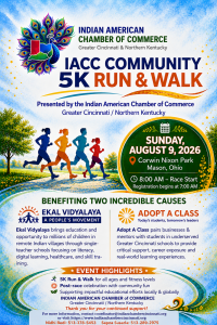 "5K Run & Walk for a Great Cause" organized by Indian American Chamber of Commerce Greater Cincinnati & Northern Kentucky logo