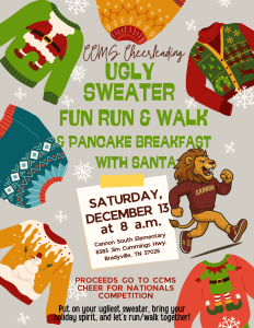 Cannon County Middle School Cheerleading Ugly Sweater Fun Run/Walk logo