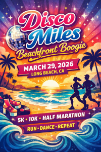 Disco Miles: Beachfront Boogie 5K, 10K, Half Marathon by Califlow Runs logo