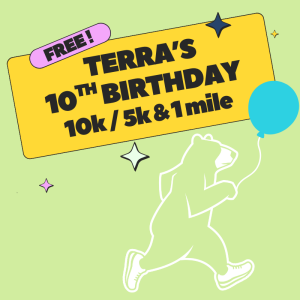 Terra's 10th Birthday 10k, 5k, & 1 mile logo