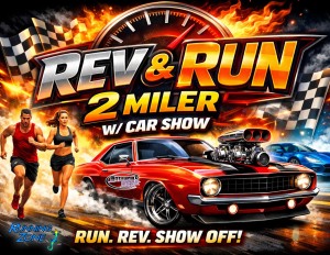 Rev & Run 2 Miler with Car Show logo
