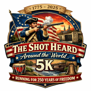 The Shot Heard Around the World 5K logo