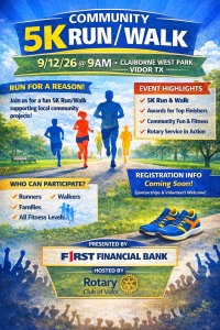 Rotary Club of Vidor: Community 5K RUN/WALK Presented By: First Financial Bank logo