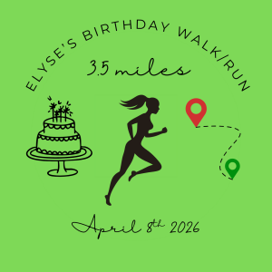 Elyse's 35th 3.5 mile fun walk/run logo