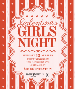 Galentine's Day Run with Fleet Feet Lakeland and On logo