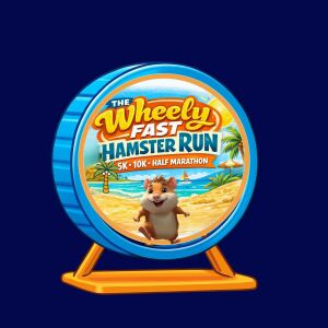 The The Wheely Fast Hamster Run 5K, 10K, Half Marathon by Califlow Runs logo