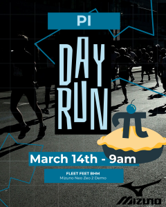 Pi Day Run sponsored by Mizuno logo