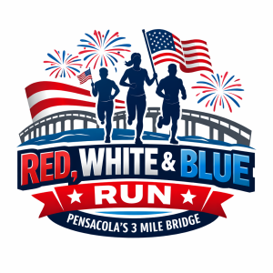 Pensacola - Red White Blue - Flag Run x Fleet Feet Pensacola logo