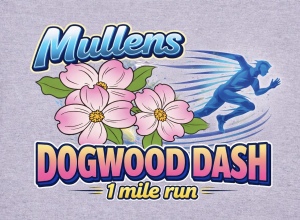 Mullens Dogwood Dash 1 mile race logo