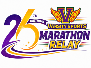 Varsity Sports Marathon or Mini Marathon Retro Relay logo