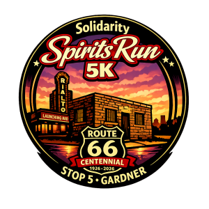 Solidarity Sidekick down Route 66 - Stop 5- Gardner 6.6K logo